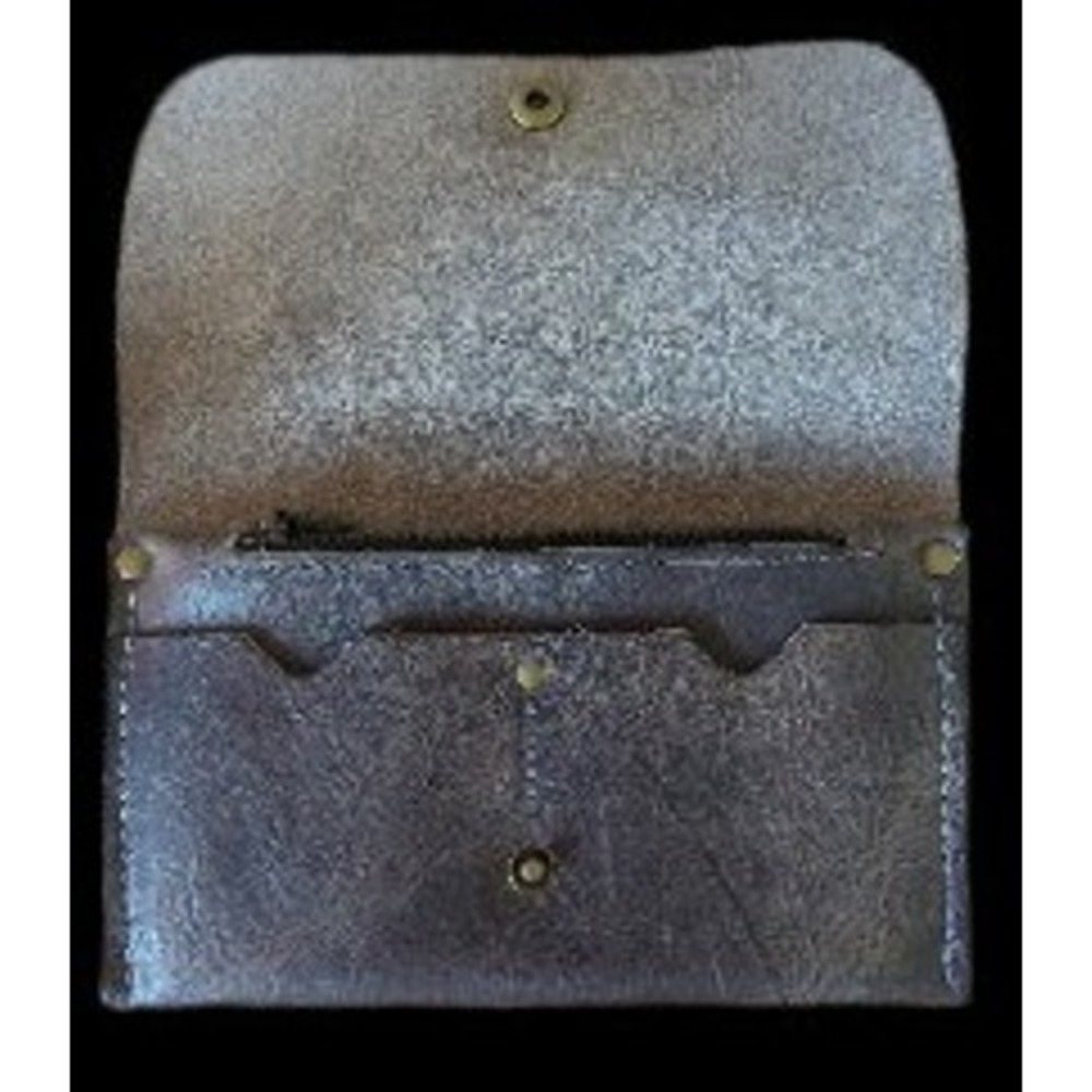 Women's Brown Marbled Leather Snap Clasp Wallet - 4 Interior Pouches, Nice Cond. - Picture 4 of 4